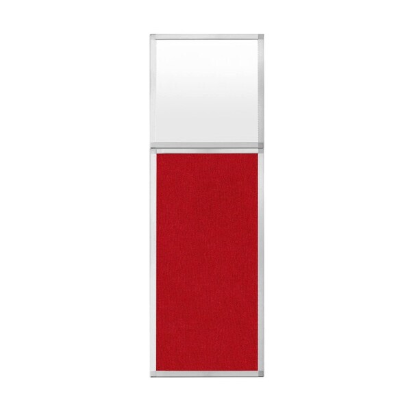 Hush Panel Configurable Cubicle Partition 2' x 6' W/ Window Red Fabric Frosted Window